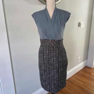 Chiffon and tweed pencil dress